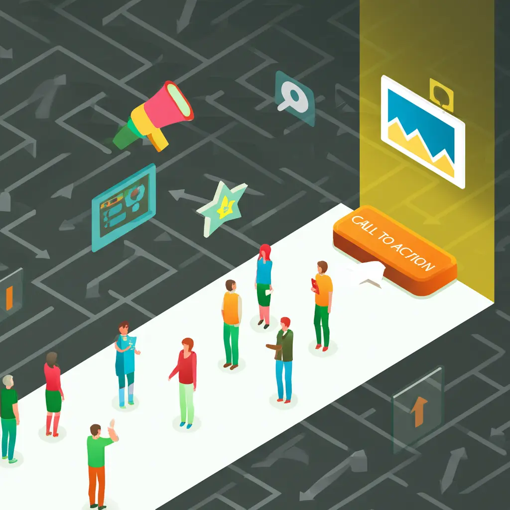 Ilustração mostrando o conceito de uma landing page focada em uma única ação.